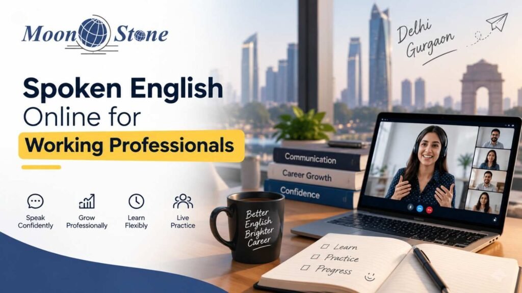 Learn what to look for in a spoken English course online, compare formats, and see real results from Delhi and Gurgaon corporate cohorts. moonstone corporate